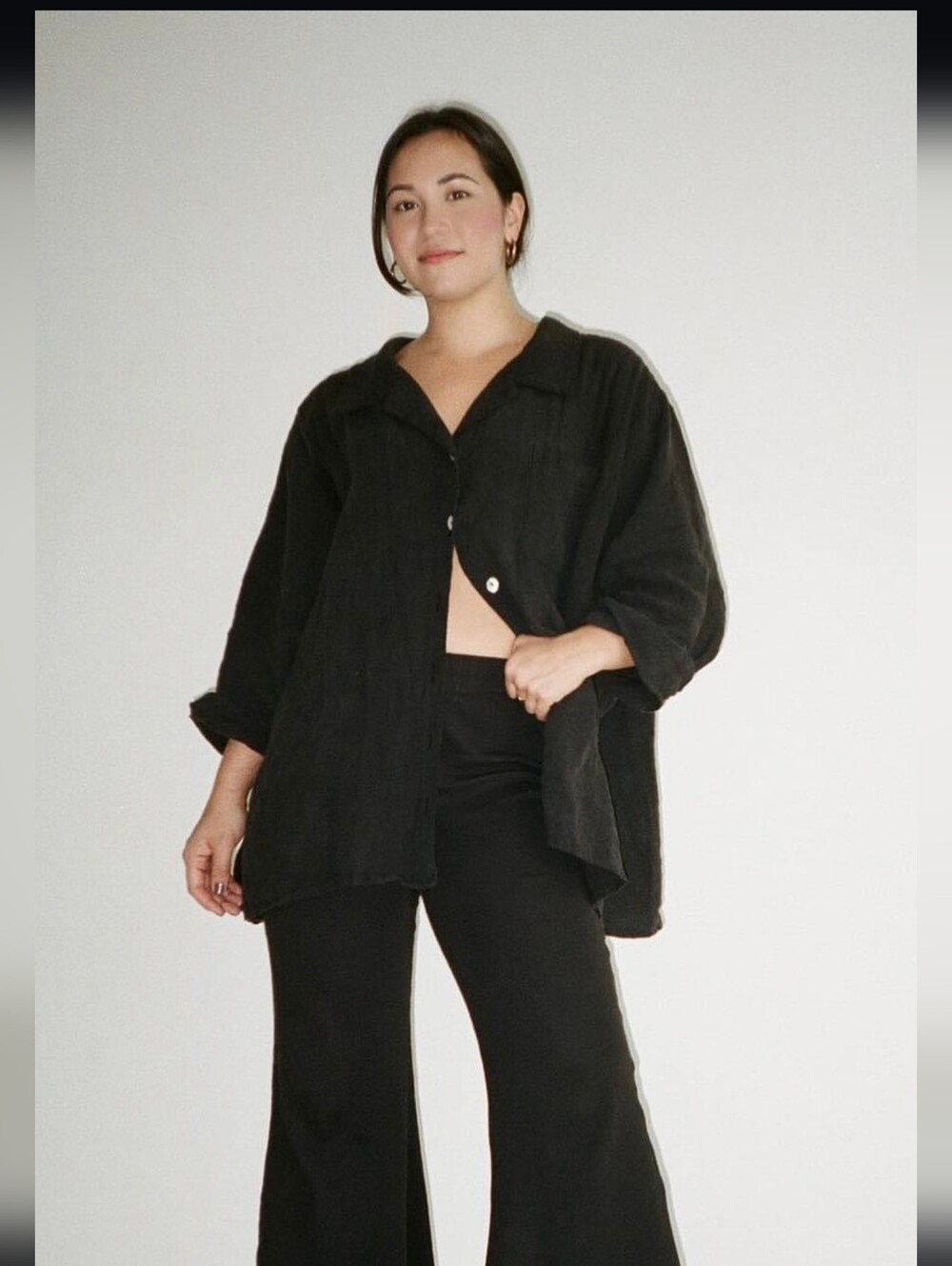 Bohème Black Linen Oxford Shirt